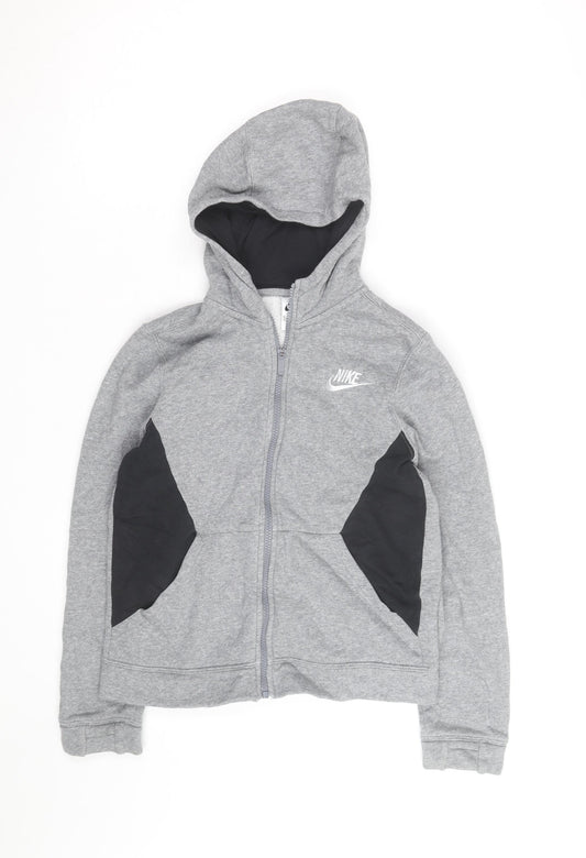 Nike Boys Grey Full Zip Hoodie - Size M, Cotton Blend, Sportswear
