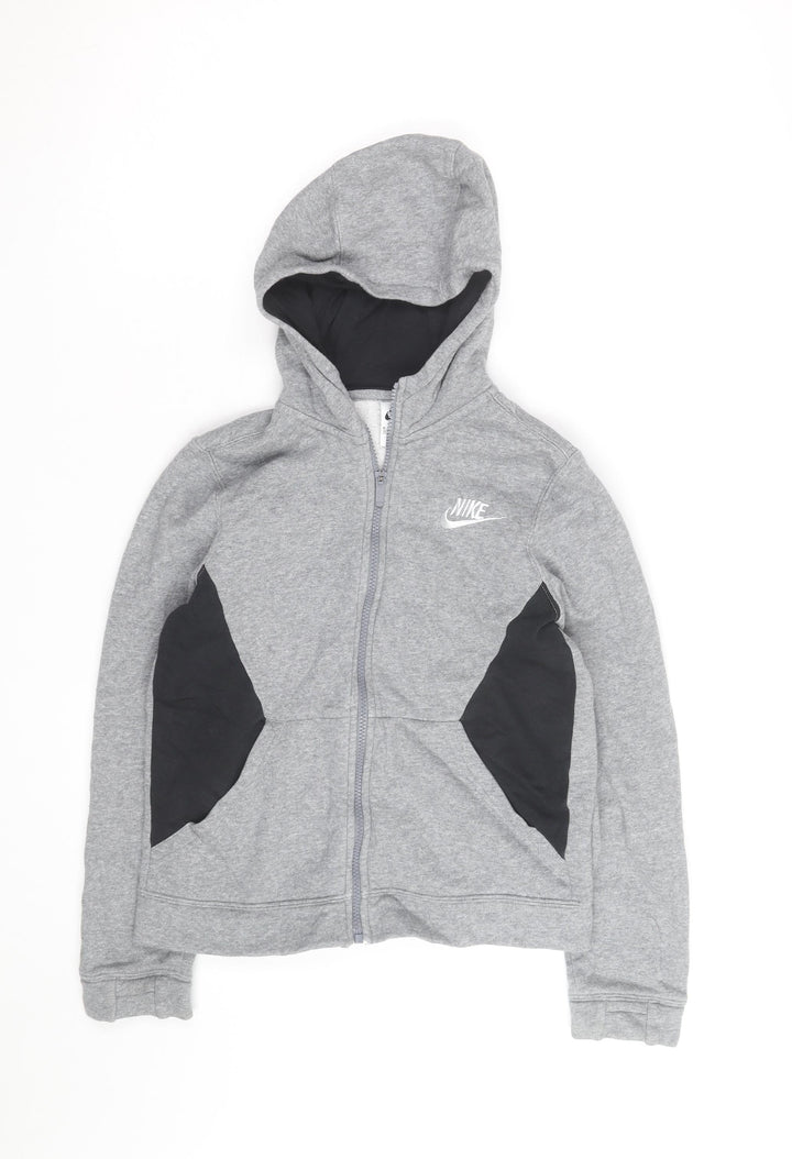 Nike Boys Grey Full Zip Hoodie - Size M, Cotton Blend, Sportswear