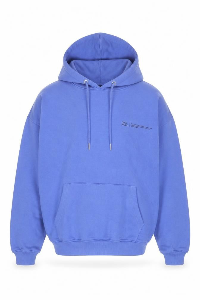 Front view of Boohoo Men’s Blue Pullover Hoodie XS Regular Fit Fleece