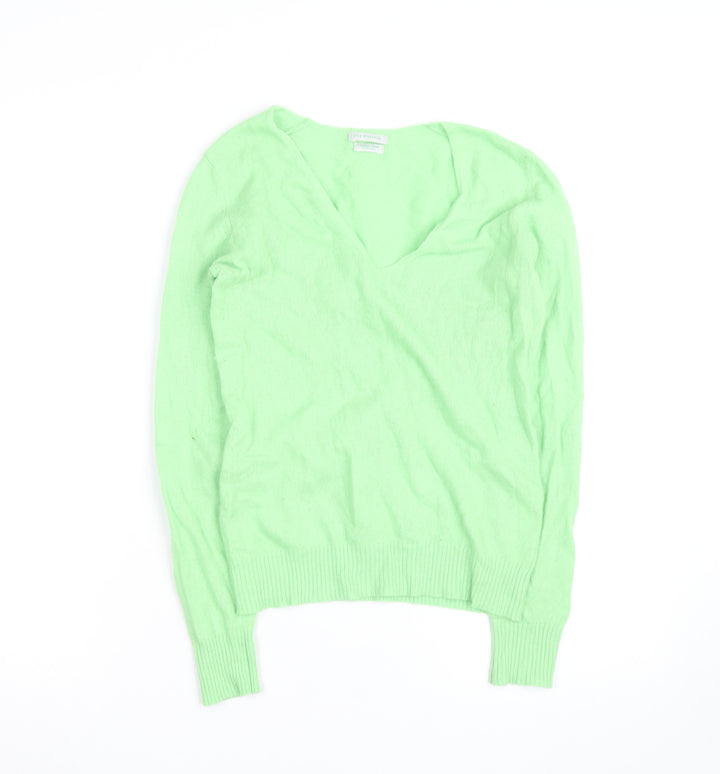 Stile Benetton Mens Green Wool Cashmere V-Neck Jumper Size S