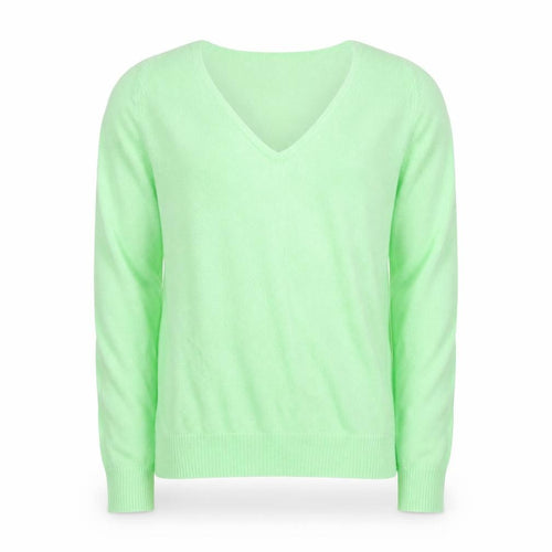 Stile Benetton Mens Green Wool Cashmere V-Neck Jumper Size S