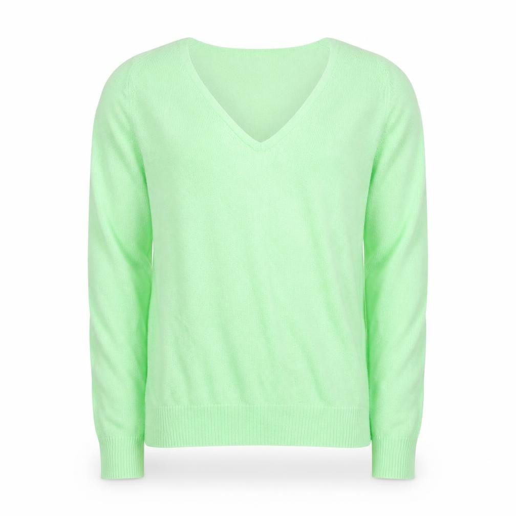 Stile Benetton Mens Green Wool Cashmere V-Neck Jumper Size S