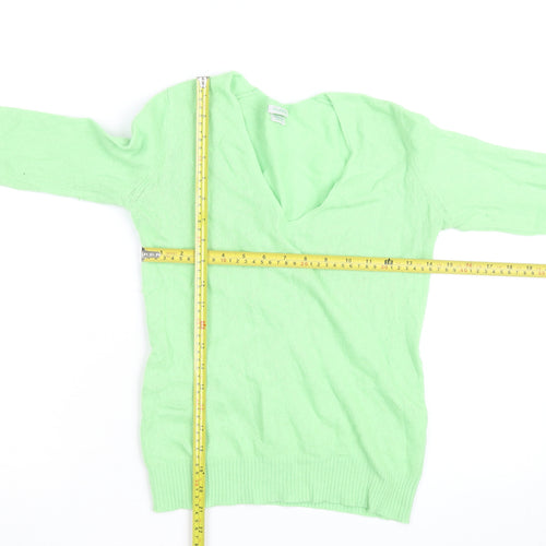 Stile Benetton Mens Green Wool Cashmere V-Neck Jumper Size S