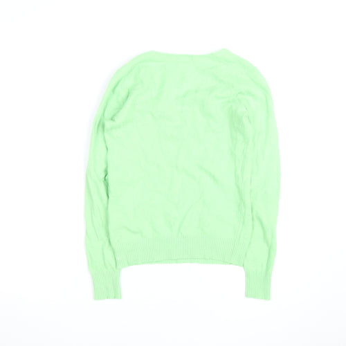 Stile Benetton Mens Green Wool Cashmere V-Neck Jumper Size S