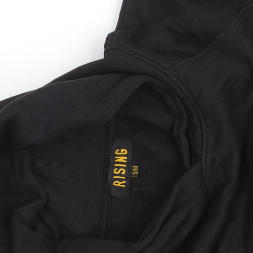 Rising Mens Black Pullover Hoodie Size S Fleece Cotton Blend