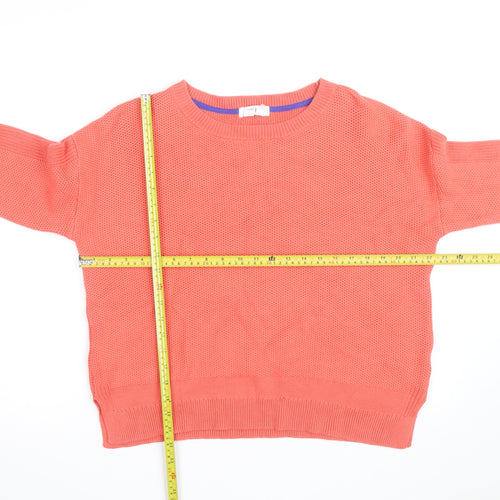 White Stuff Women’s Orange Cotton Waffle Knit Crew Neck Jumper Size 14