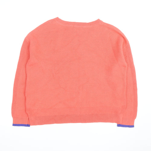 White Stuff Women’s Orange Cotton Waffle Knit Crew Neck Jumper Size 14