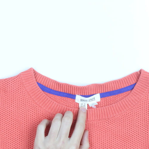 White Stuff Women’s Orange Cotton Waffle Knit Crew Neck Jumper Size 14