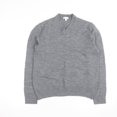 Gap Men's Grey Merino Wool V-Neck Jumper Size M