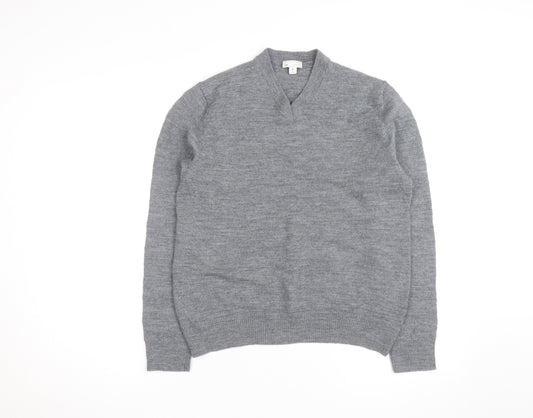 Gap Men's Grey Merino Wool V-Neck Jumper Size M
