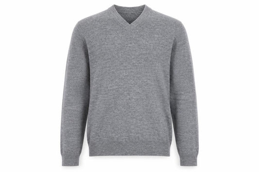 Front view of Gap Men's Grey Merino Wool V-Neck Jumper, size M