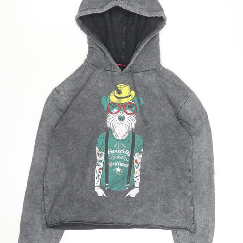 So Fabulous Women's Grey Pullover Hoodie with Dog Graphic Size L