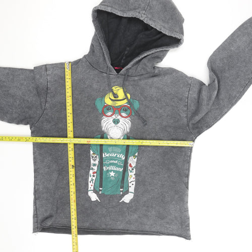 So Fabulous Women's Grey Pullover Hoodie with Dog Graphic Size L