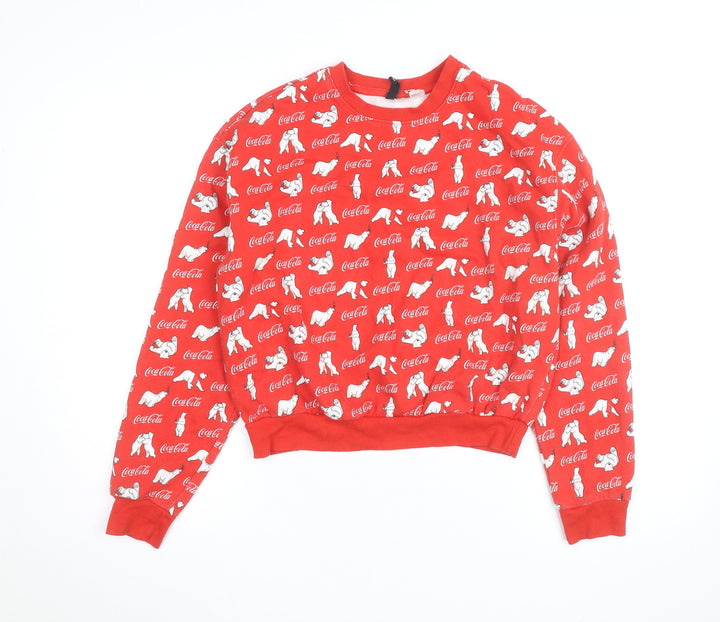 Coca-Cola Red Polar Bear Unisex Crew Neck Pullover Sweatshirt L