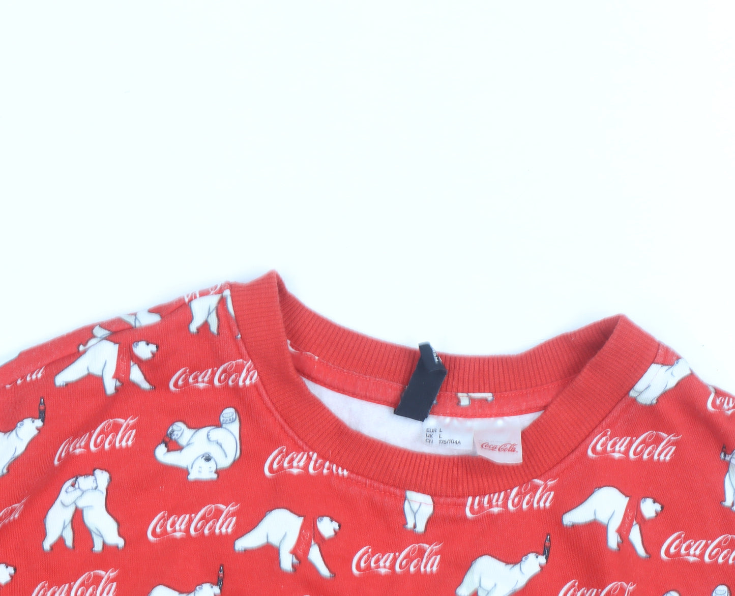 Coca-Cola Red Polar Bear Unisex Crew Neck Pullover Sweatshirt L