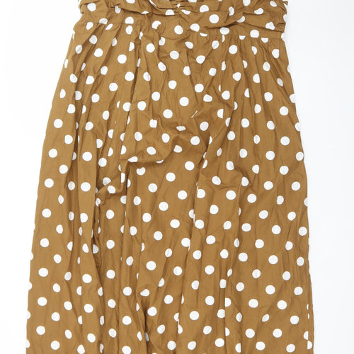 Marks and Spencer Women Brown Polka Dot Cotton Midi Dress Size 20