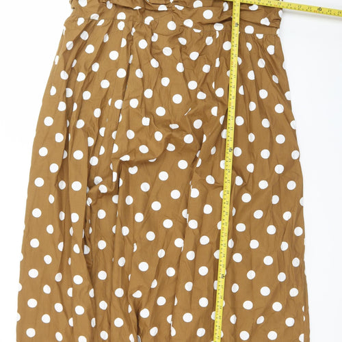 Marks and Spencer Women Brown Polka Dot Cotton Midi Dress Size 20