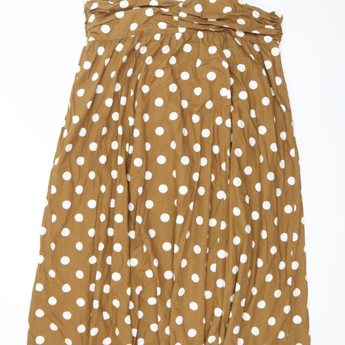 Marks and Spencer Women Brown Polka Dot Cotton Midi Dress Size 20