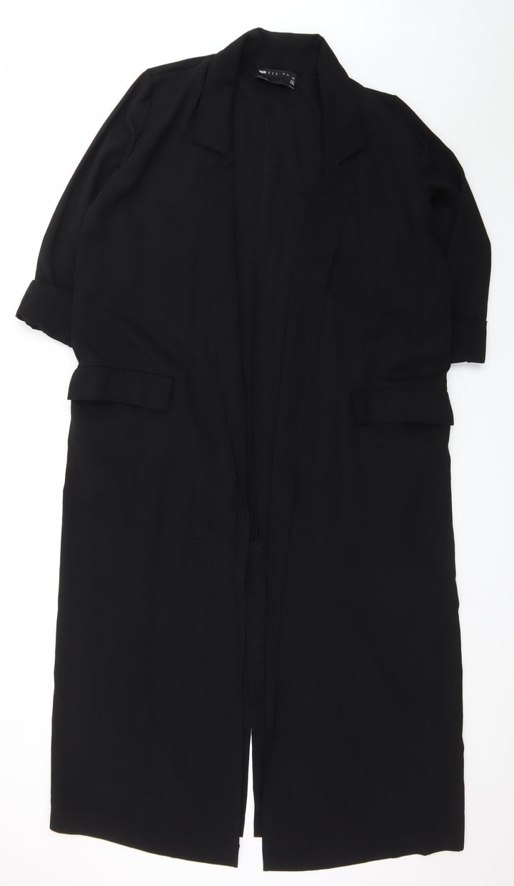 ASOS Design Women Black Longline Blazer Jacket UK 10 Polyester