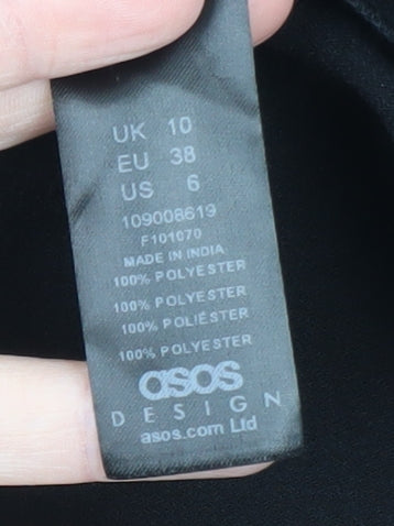 ASOS Design Women Black Longline Blazer Jacket UK 10 Polyester