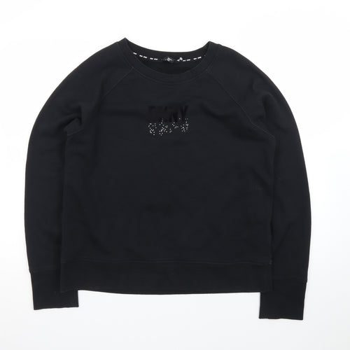 DKNY Sport Women's Black Medium Pullover Sweatshirt with Logo Detail