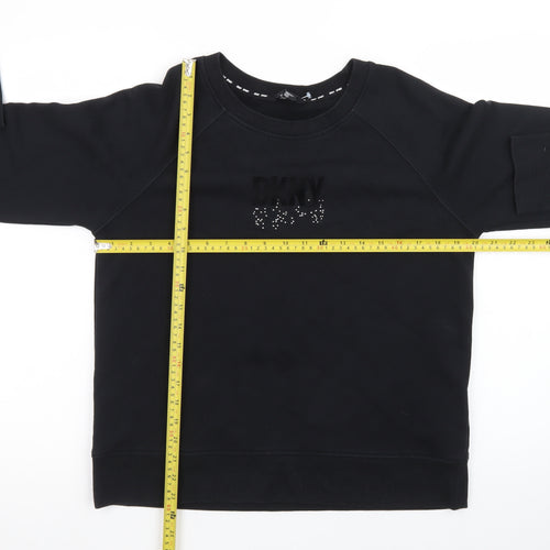 DKNY Sport Women's Black Medium Pullover Sweatshirt with Logo Detail