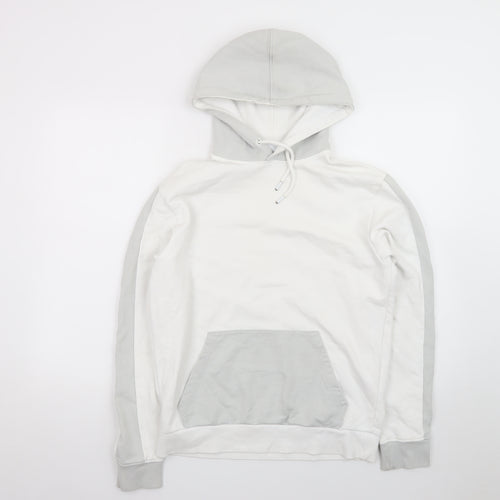Celio Men's White Pullover Hoodie Size S Regular Fit Cotton Blend