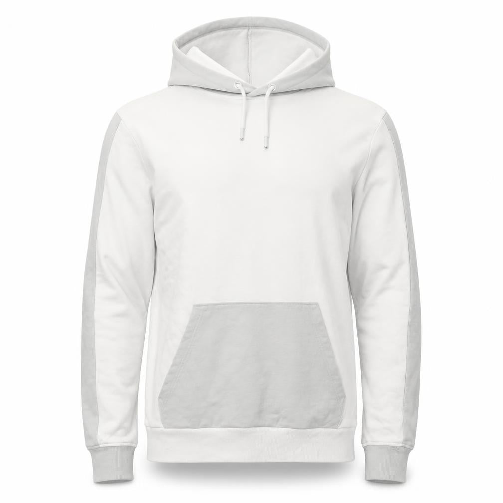 Front view of Celio Men's White Pullover Hoodie, size S, Regular Fit Cotton Blend