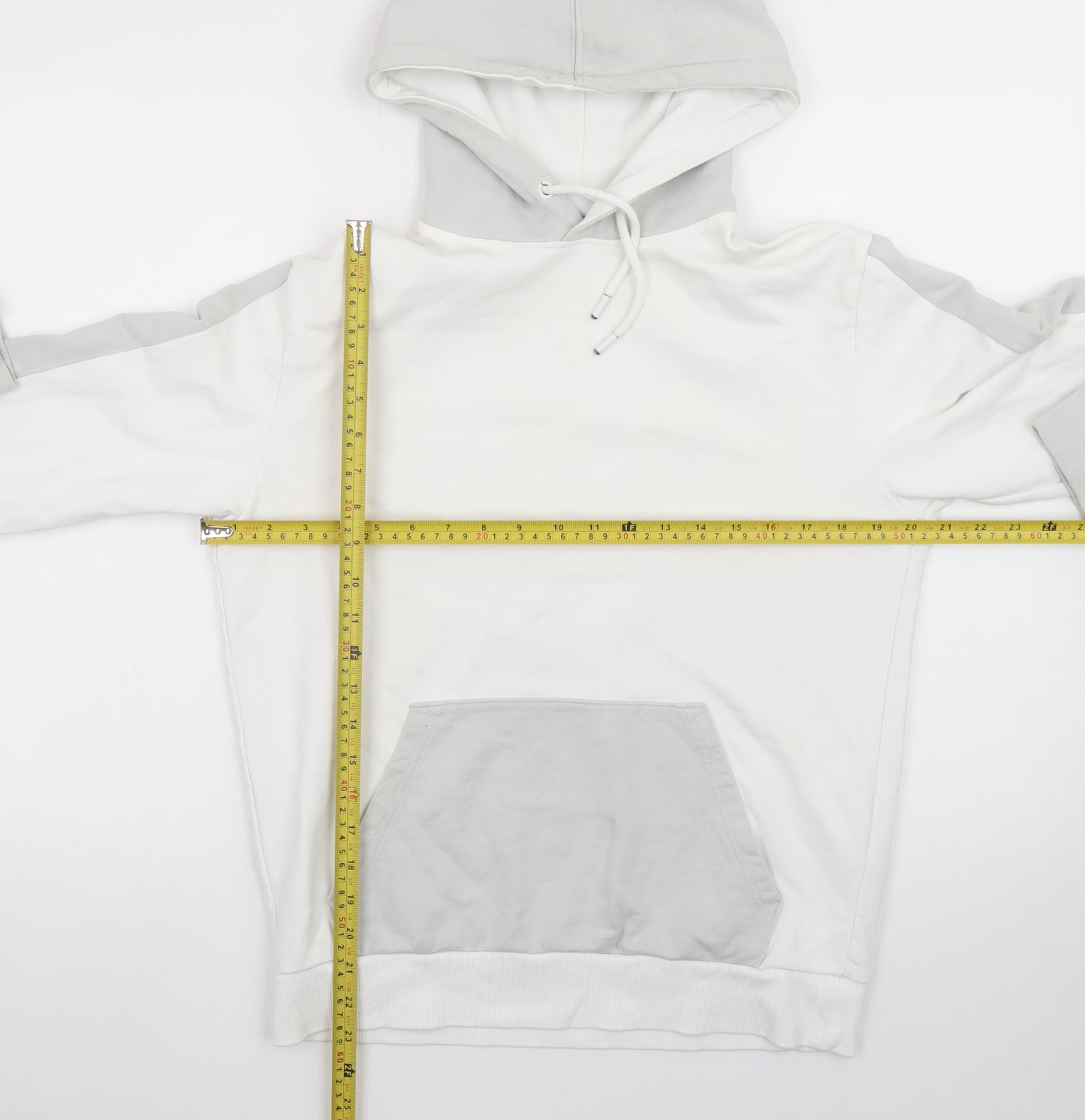 Celio Men's White Pullover Hoodie Size S Regular Fit Cotton Blend
