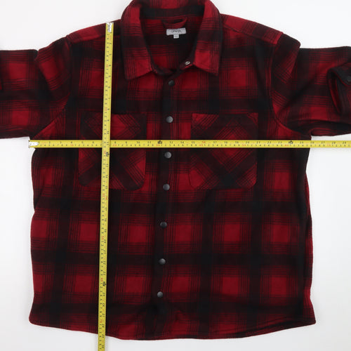 George Men's Red Black Check Flannel Shirt 2XL Long Sleeve Casual