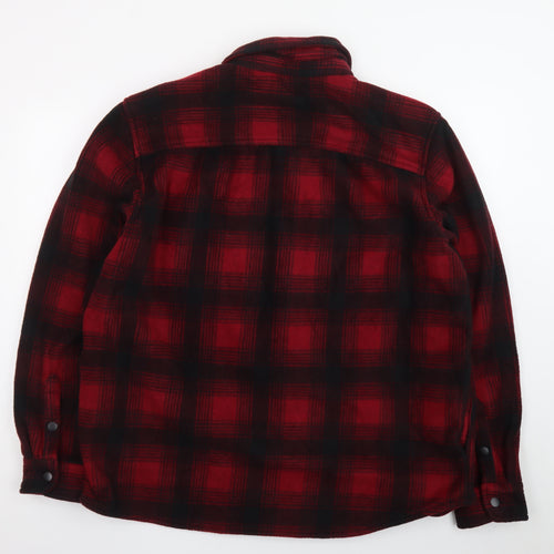 George Men's Red Black Check Flannel Shirt 2XL Long Sleeve Casual
