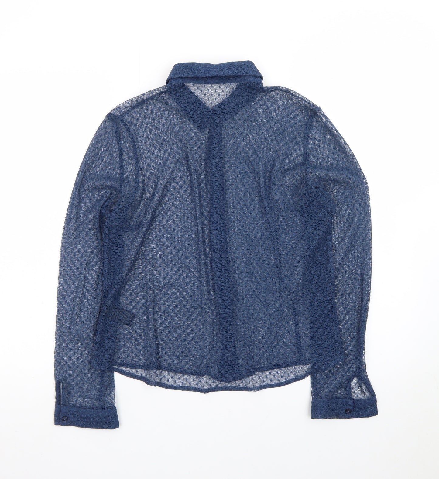 Marks and Spencer Women Blue Sheer Long Sleeve Collared Blouse Size 10