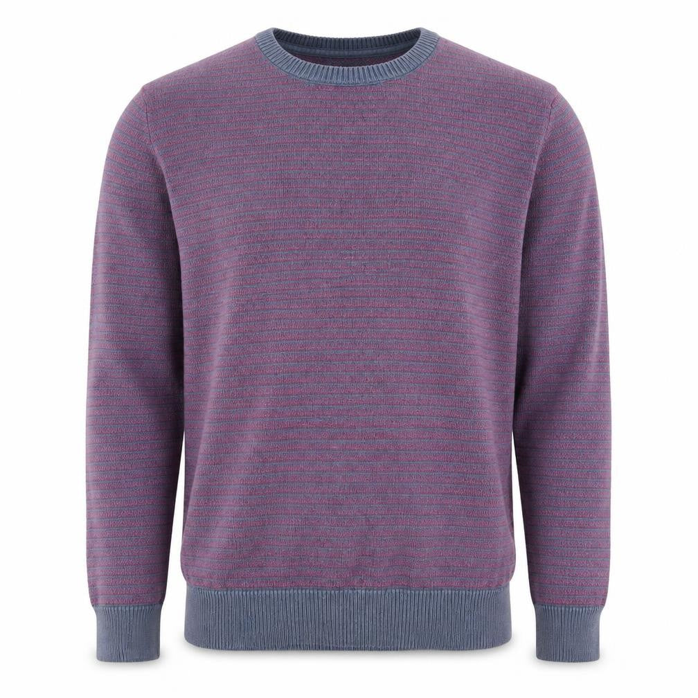 Marks and Spencer Men's Purple Striped Cotton Jumper L Regular Fit