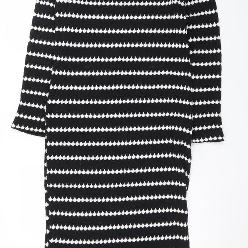 New Look Women's Black White Striped Bodycon Knit Dress S