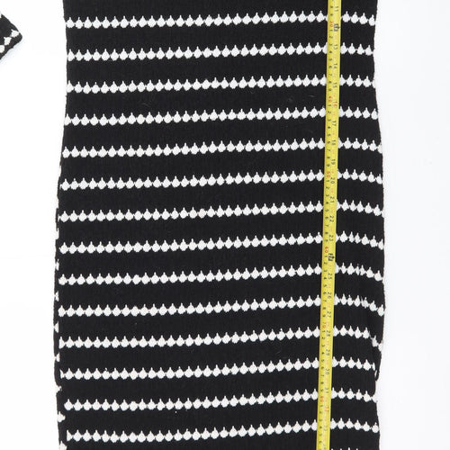 New Look Women's Black White Striped Bodycon Knit Dress S