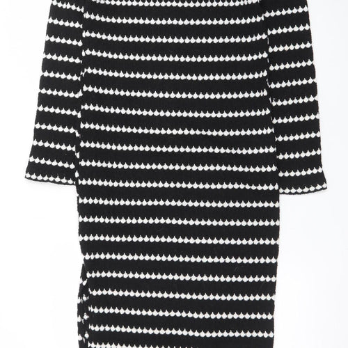New Look Women's Black White Striped Bodycon Knit Dress S