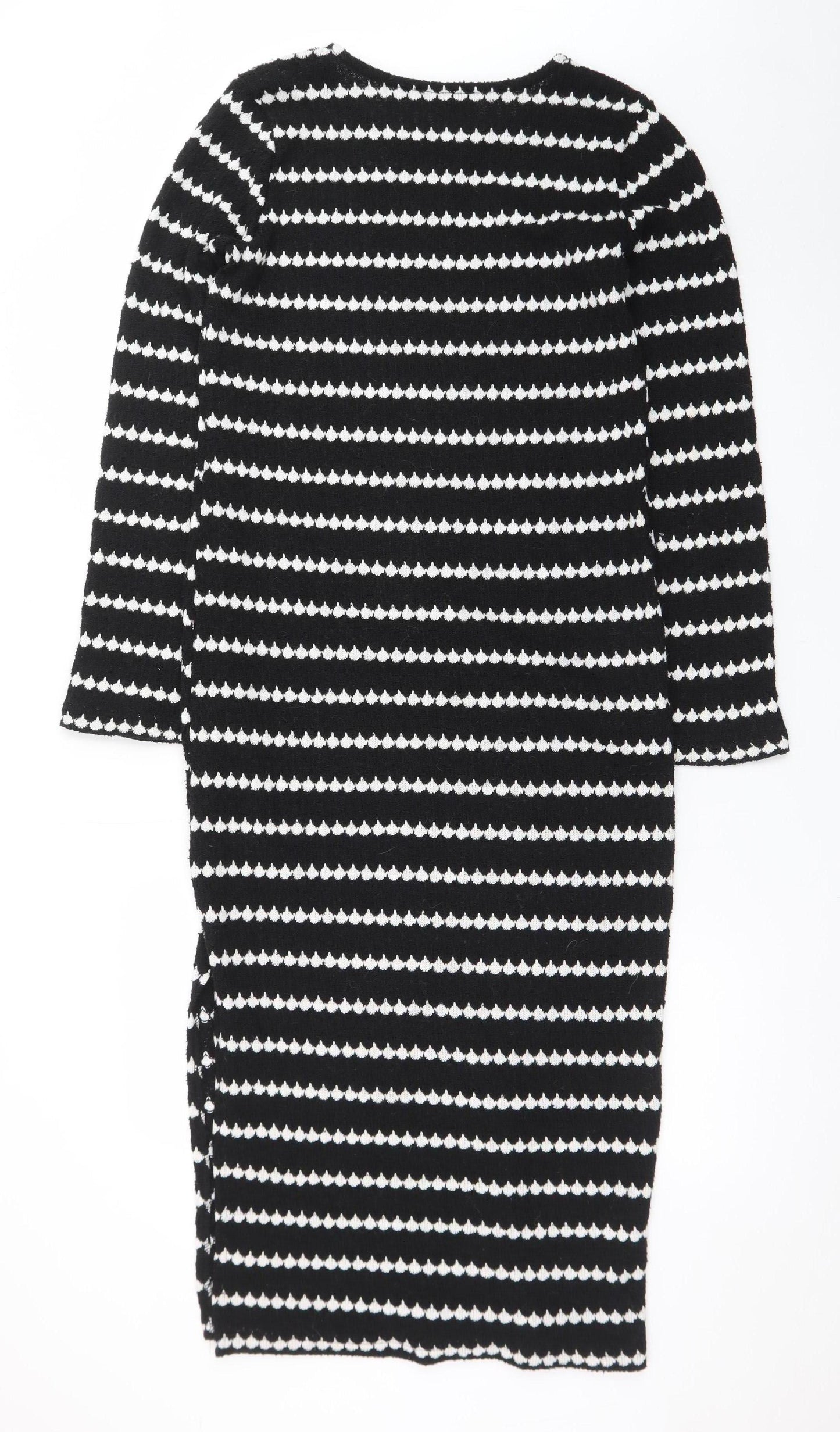 New Look Women's Black White Striped Bodycon Knit Dress S