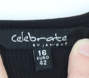 Celebrate by Janique Women's Black Beaded Sleeveless Knit Tank Top Size 16