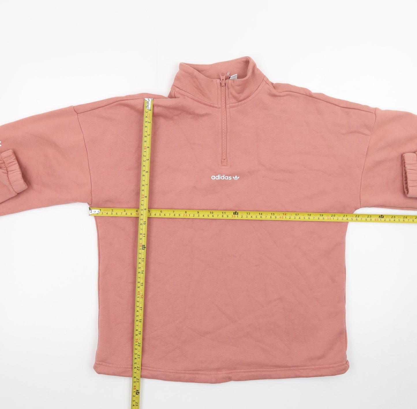 Adidas Womens Pink 1/4 Zip Sweatshirt UK 12 Cotton Blend Hoodie
