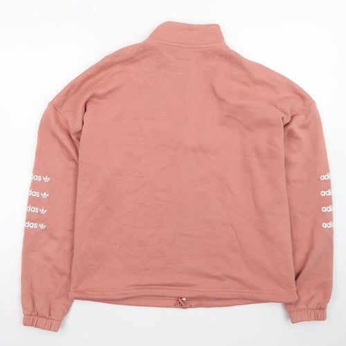 Adidas Womens Pink 1/4 Zip Sweatshirt UK 12 Cotton Blend Hoodie