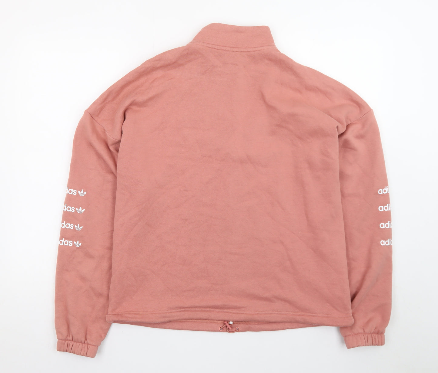 Adidas Womens Pink 1/4 Zip Sweatshirt UK 12 Cotton Blend Hoodie