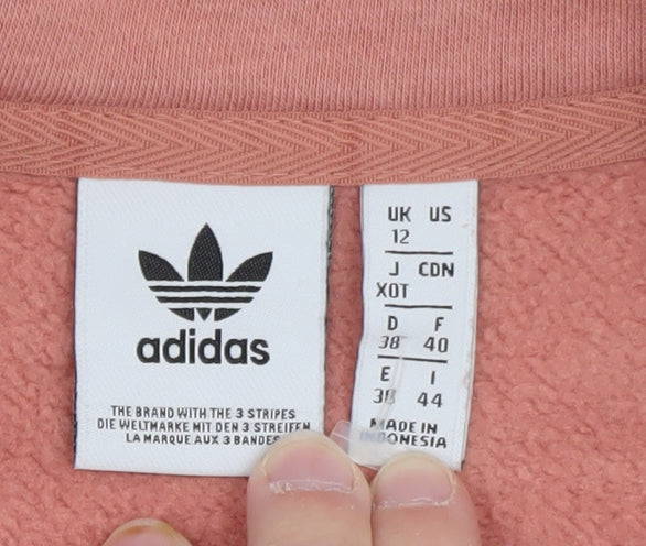 Adidas Womens Pink 1/4 Zip Sweatshirt UK 12 Cotton Blend Hoodie
