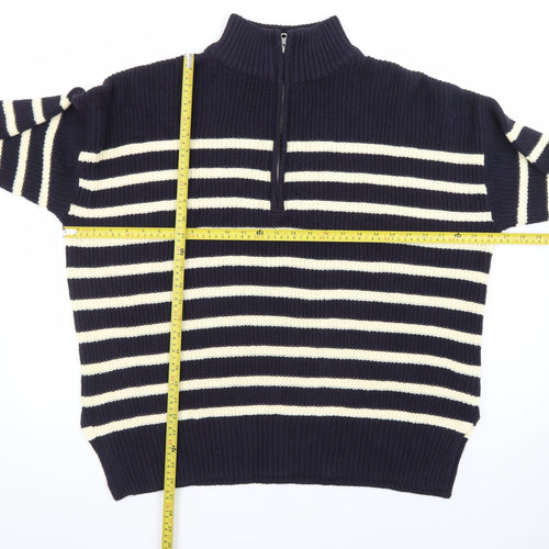 Nobody's Child Women's Blue Striped Cotton 1/2 Zip Jumper XL
