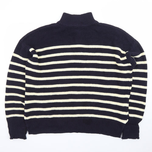 Nobody's Child Women's Blue Striped Cotton 1/2 Zip Jumper XL