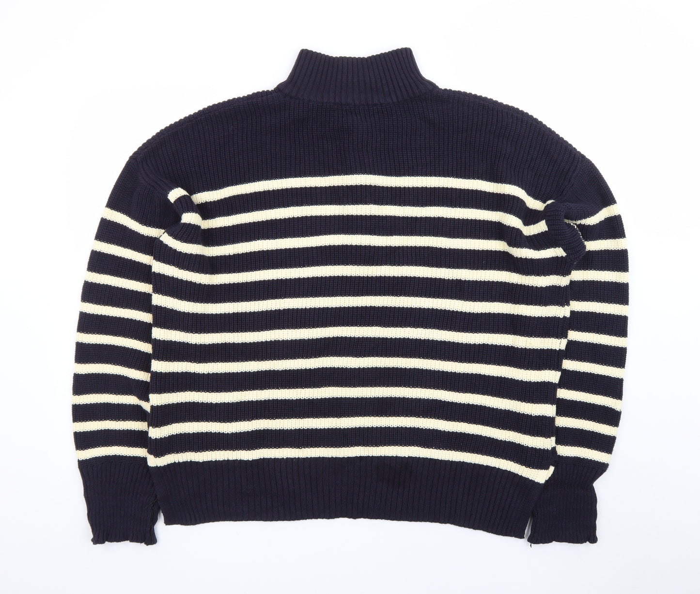 Nobody's Child Women's Blue Striped Cotton 1/2 Zip Jumper XL
