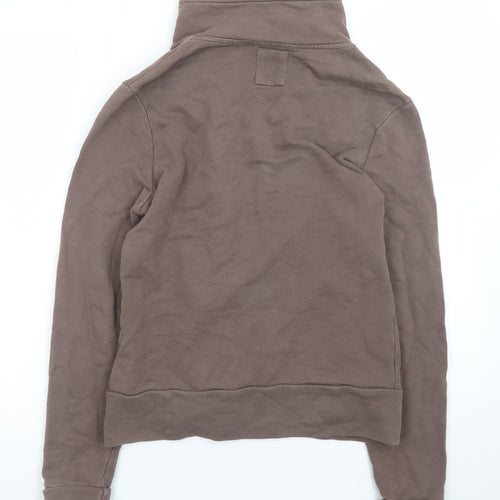 Roots Yoga Brown Full Zip Sweatshirt Women M Cotton High Neck