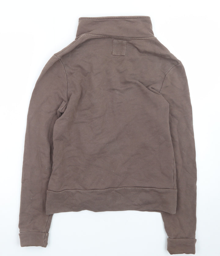 Roots Yoga Brown Full Zip Sweatshirt Women M Cotton High Neck