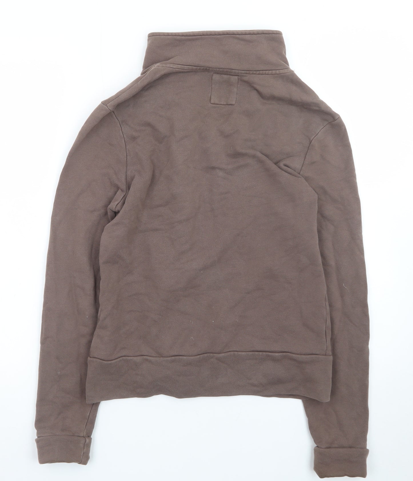 Roots Yoga Brown Full Zip Sweatshirt Women M Cotton High Neck