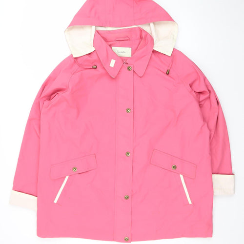 Isabelle Womens Pink Waterproof Hooded Rain Coat Jacket Size 22
