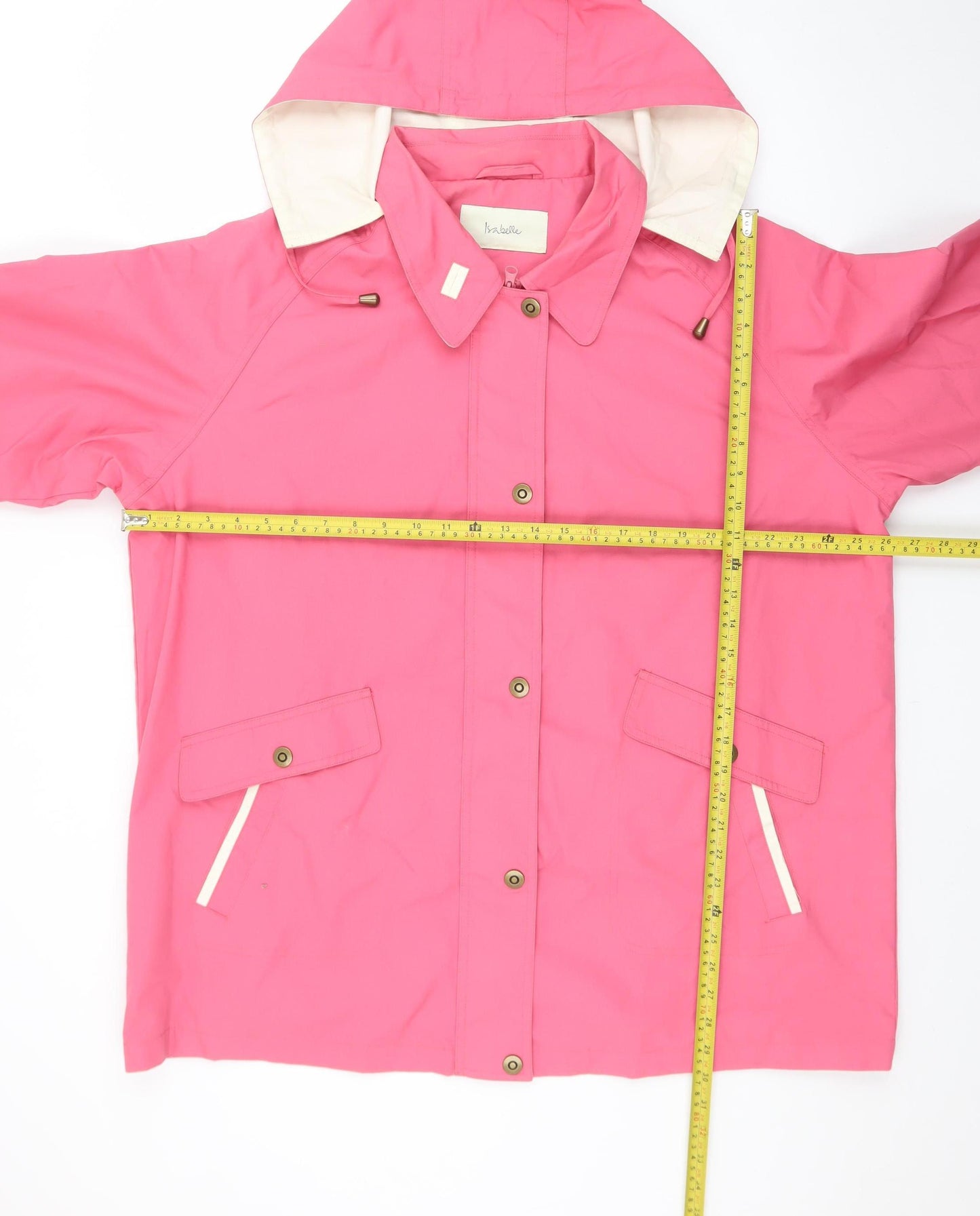Isabelle Womens Pink Waterproof Hooded Rain Coat Jacket Size 22
